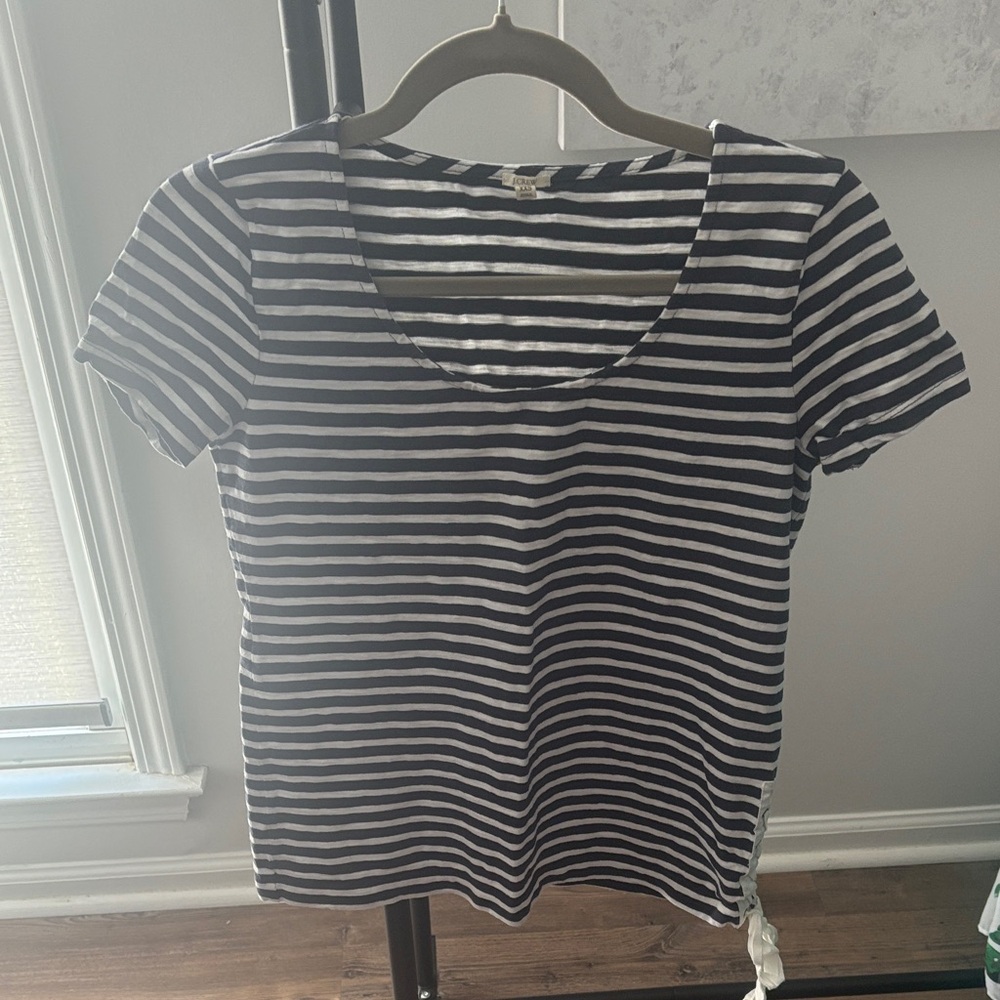 J. Crew Navy and White Striped Short Sleeve Tee